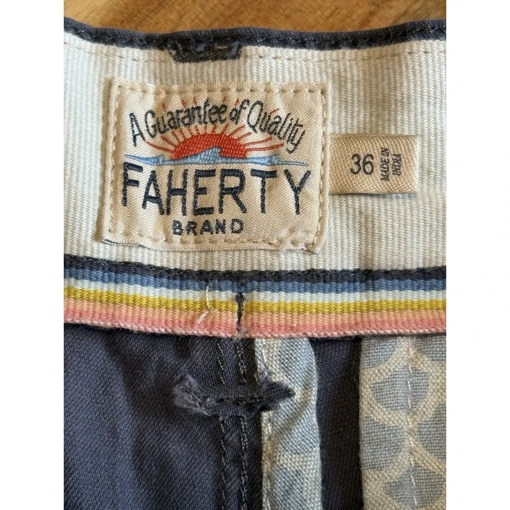 Faherty All Day Shorts Mens 36 Blue Gray Recycled Polyester Stretch 7 Inseam